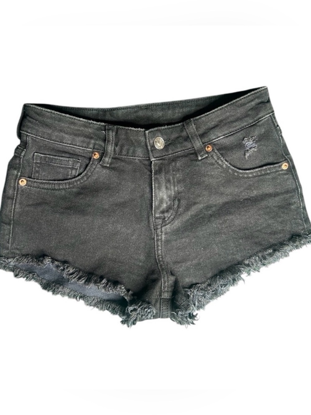 H&M Black Frayed Denim Cutoff Shorts